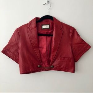 Leather cropped jacket